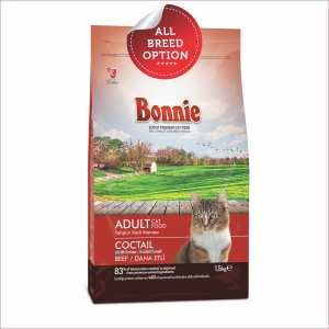 Bonnie Adult Cat Food | Gourmet/Multicolour | Beef (500g, 1.5kg)