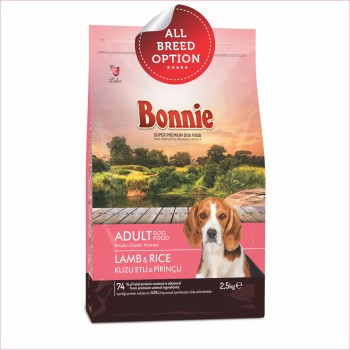 Bonnie Adult Dog Food | Lamb & Rice (2.5kg, 16kg/15+1free)