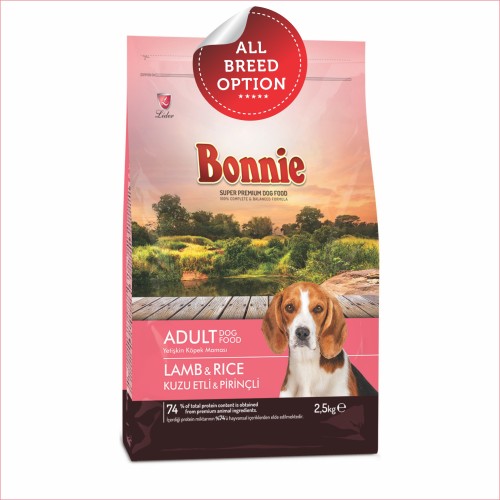 Bonnie Adult Dog Food | Lamb & Rice (2.5kg, 16kg/15+1free)
