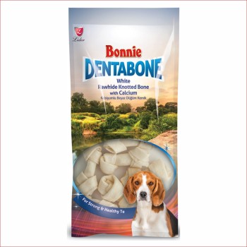 Bonnie Dentabone White Rawhide Knotted Bone | with Calcium
