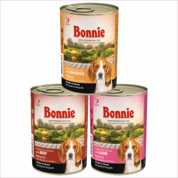 Bonnie Adult Dog Canned Food | Chunks in Gravy | Multiple Flavours (400g)