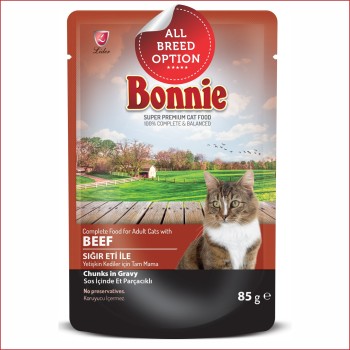 Bonnie Adult Cat Food Pouch | Chunks in Gravy | Multiple Flavours (85g)