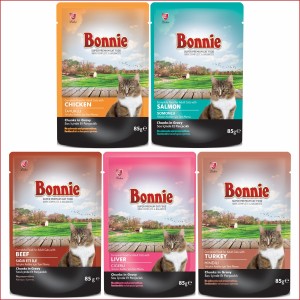 Bonnie Adult Cat Food Pouch | Chunks in Gravy | Multiple Flavours (85g)