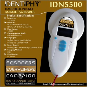 Identiphy Handheld-Pocket Animal Tag Reader | Professional (IDN5510)