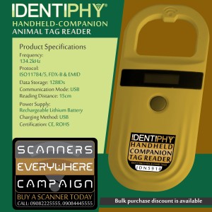 Identiphy Handheld Companion Animal Tag Reader (IDN5910)