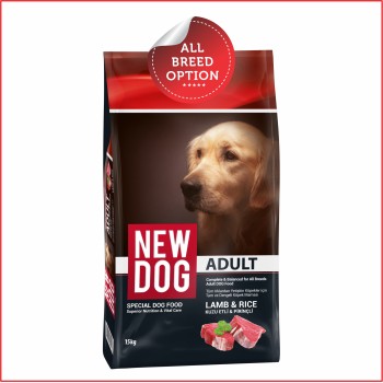 'New Dog' Adult Dog Food | Lamb & Rice (2kg, 16kg/15+1free)