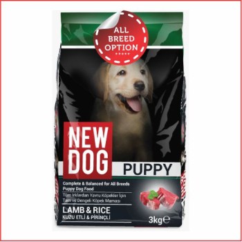 'New Dog' Puppy Food | Lamb & Rice (3kg, 16kg/15+1free)