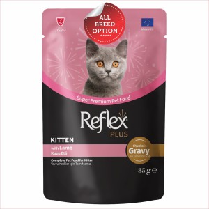 Reflex Plus Kitten Food Pouch | Meaty Chunks in Gravy | Lamb (85g)