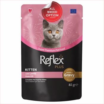 Reflex Plus Kitten Food Pouch | Meaty Chunks in Gravy | Lamb (85g)